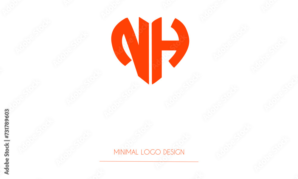 NH or HN Minimal Logo Design Vector Art Illustration NH or HN Minimal Logo Design Vector Art Illustration