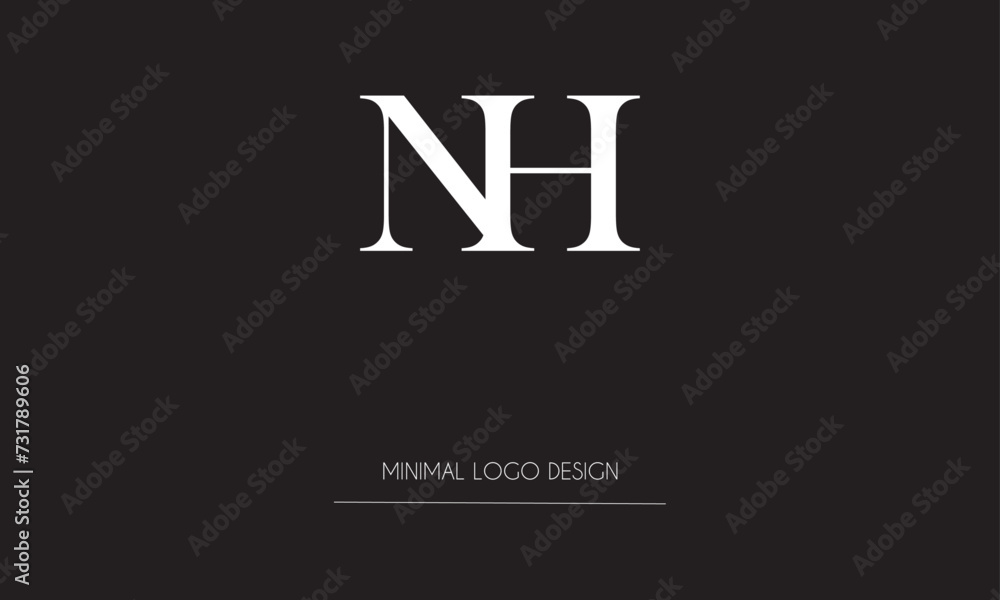 NH or HN Minimal Logo Design Vector Art Illustration NH or HN Minimal Logo Design Vector Art Illustration
