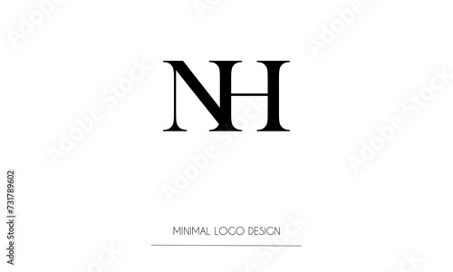NH or HN Minimal Logo Design Vector Art Illustration 