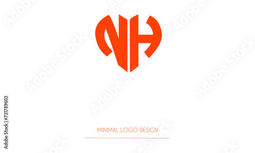 NH or HN Minimal Logo Design Vector Art Illustration 