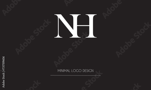 NH or HN Minimal Logo Design Vector Art Illustration 