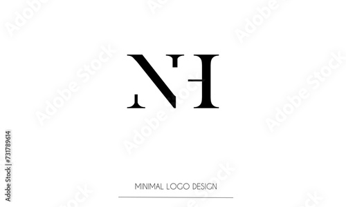 NH or HN Minimal Logo Design Vector Art Illustration 