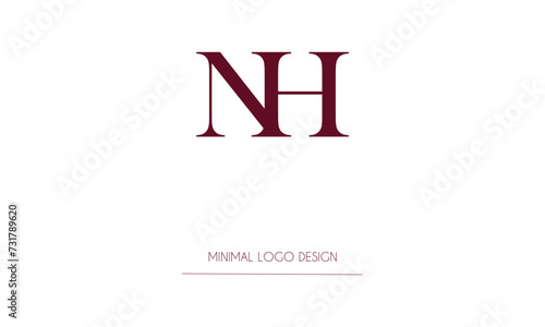 NH or HN Minimal Logo Design Vector Art Illustration 