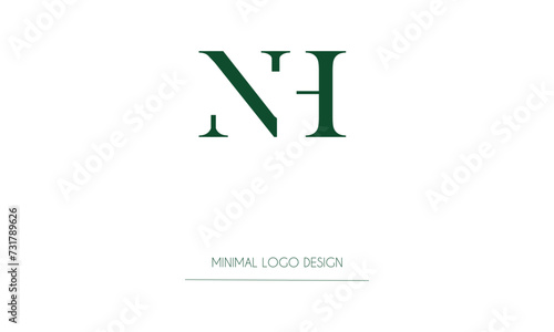 NH or HN Minimal Logo Design Vector Art Illustration 