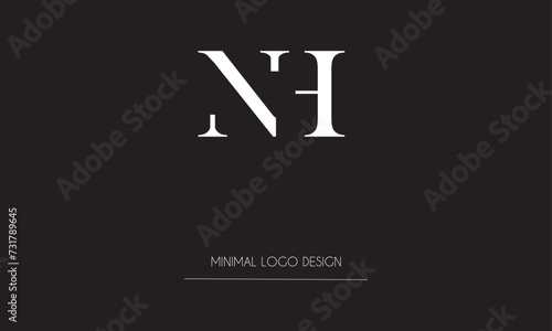 NH or HN Minimal Logo Design Vector Art Illustration 