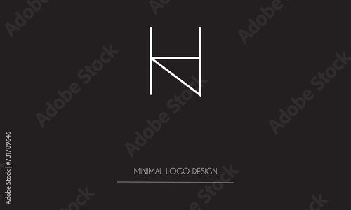 NH or HN Minimal Logo Design Vector Art Illustration 