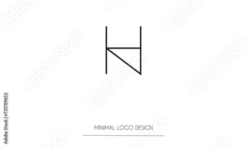 NH or HN Minimal Logo Design Vector Art Illustration 