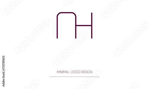 NH or HN Minimal Logo Design Vector Art Illustration 