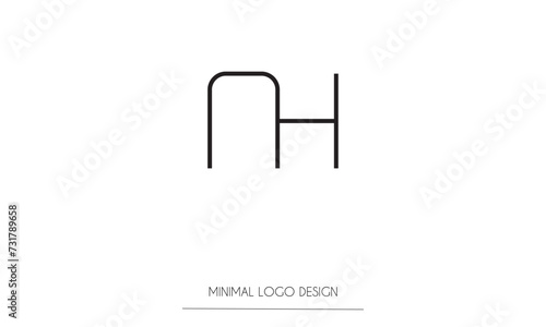 NH or HN Minimal Logo Design Vector Art Illustration 