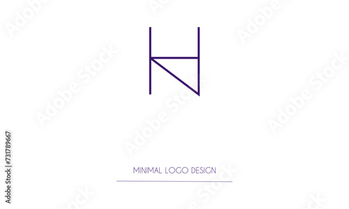 NH or HN Minimal Logo Design Vector Art Illustration 