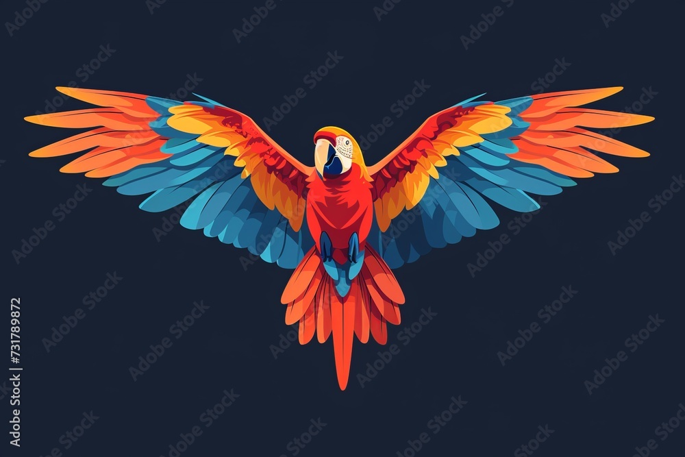 Obraz premium Elegant vector parrot with a graceful silhouette, capturing the bird's charm in a professional flat logo design