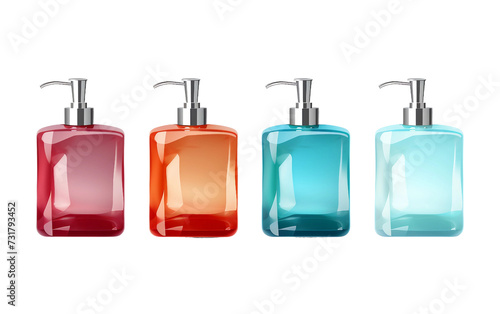 Glossy Soap Dispenser Set Isolated on Transparent Background PNG.