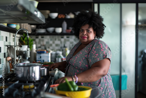 a fat black woman in the kitchen