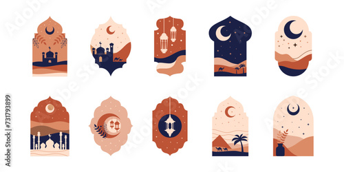 Boho Islamic Frame Illustration