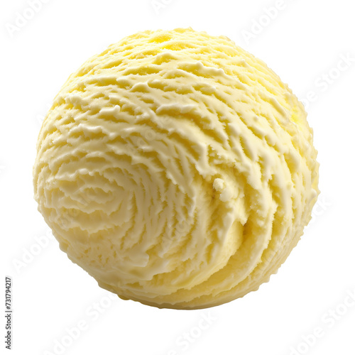Lemon ice cream ball Isolated on transparent background