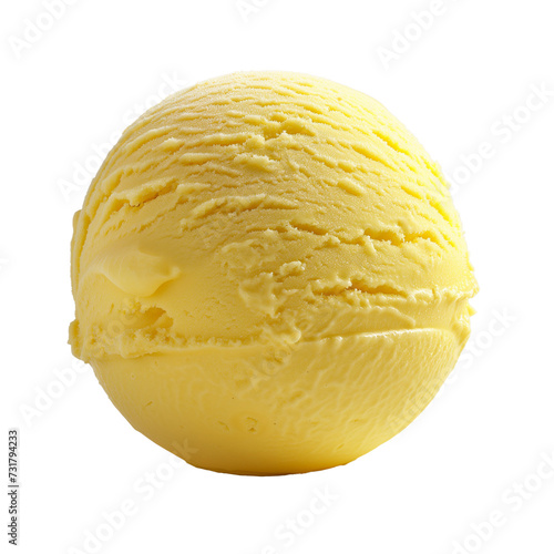 Lemon ice cream ball Isolated on transparent background