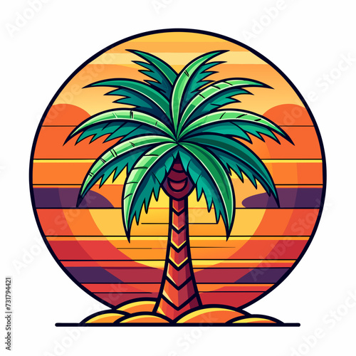 Tshirt design date palm tree with retro style.