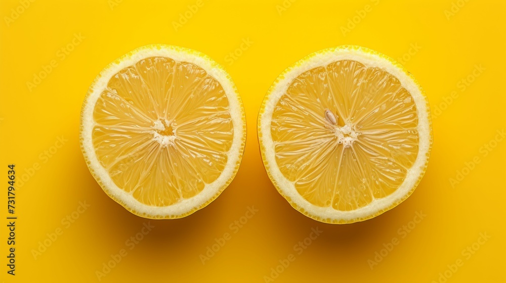 Fresh citrus vibrancy, lemon halves viewed from above Fresh citrus vibrancy, lemon halves viewed from above