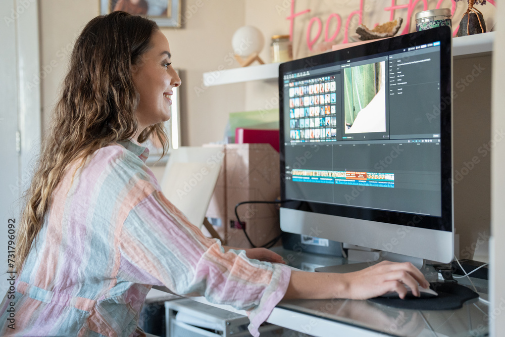 Woman using computer at home Woman using computer at home