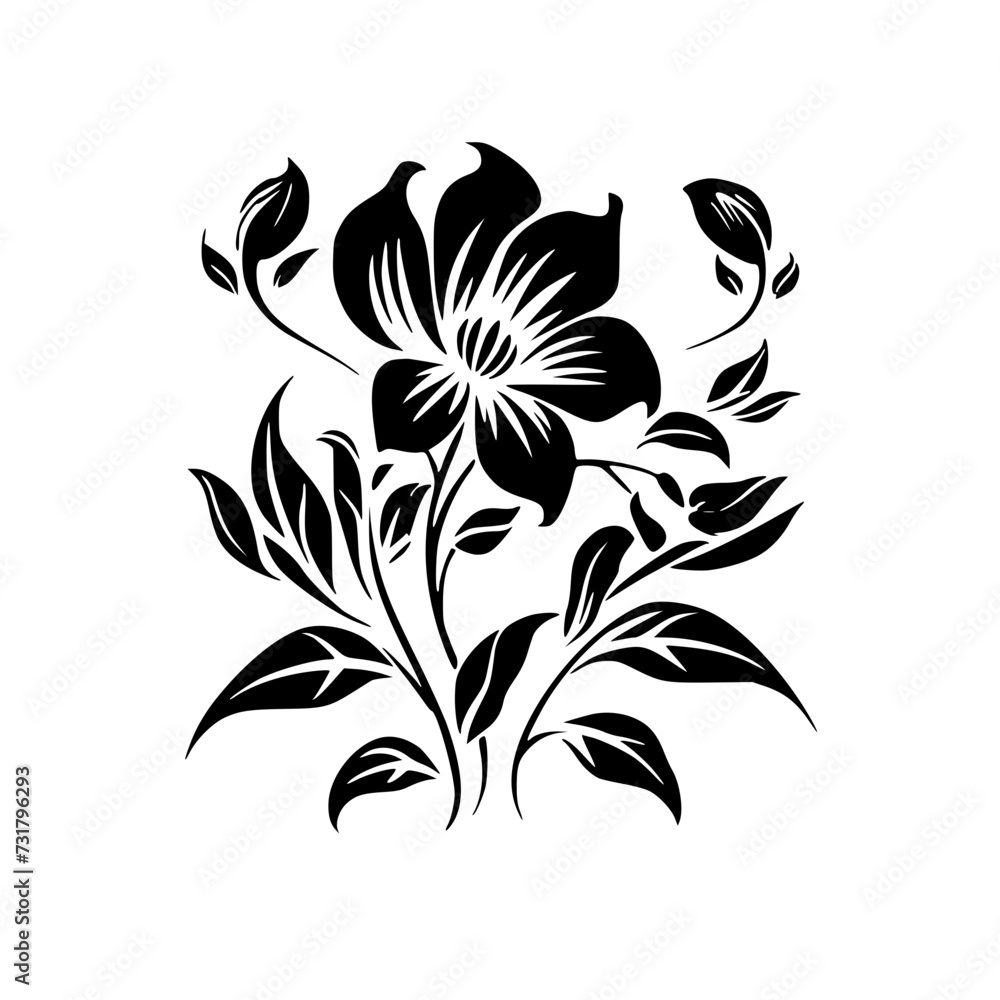 Silhouette rose, rose vector, flower svg, vector flower, herb, branch, line art, outline, eps, png, svg, flower, floral, vector, nature, leaf, rose, illustration, plant, design, vintage, pattern, flow