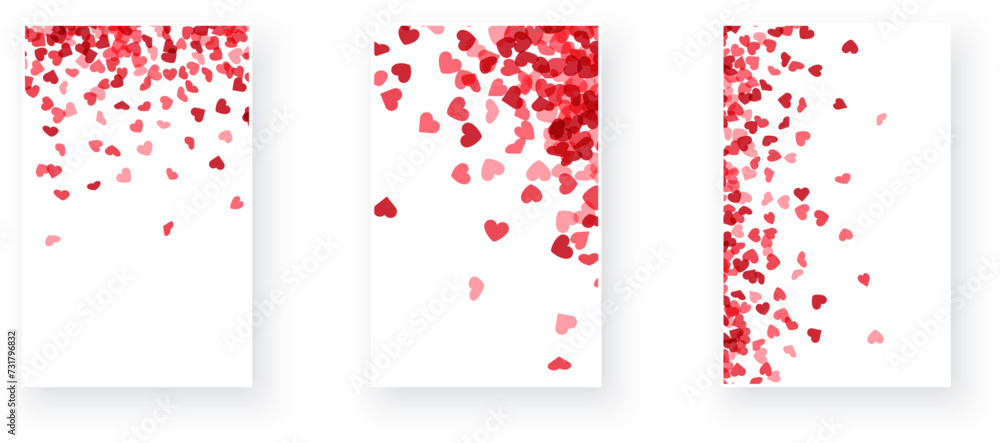 hearts gradually dispersing from a concentrated area