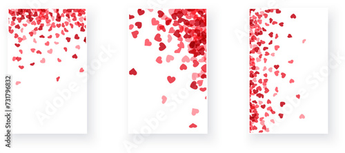 hearts gradually dispersing from a concentrated area