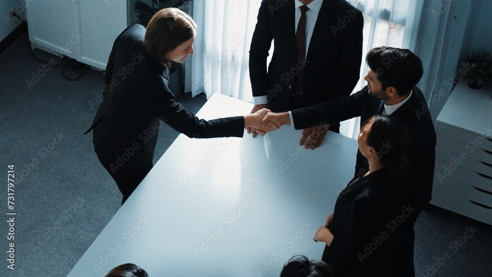 Top view of professional business team shaking hand and clapping hands ...