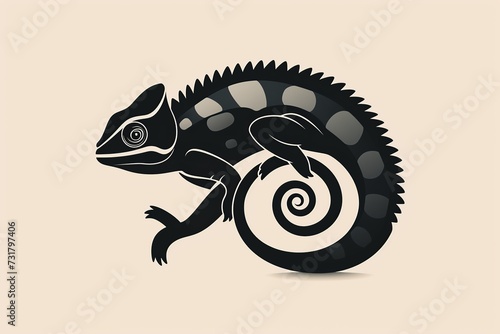 Whimsical flat logo featuring a friendly chameleon character with a charming cartoonish allure  adding a playful touch to your brand identity