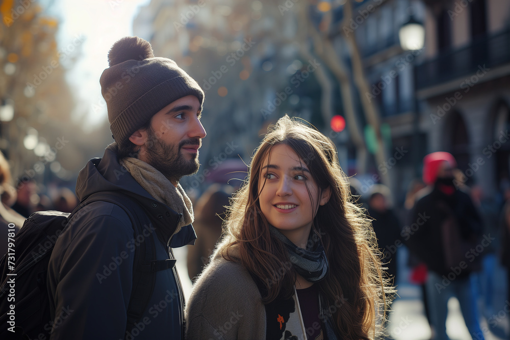 Young beautiful couple in Barcelona Young beautiful couple in Barcelona