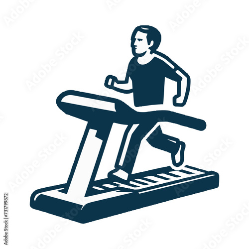 man exercise work out running in treadmill vector illustration