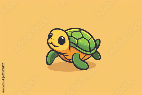 Logo of Vector cute baby turtle with big eyes, illustration vector isolated on one color background