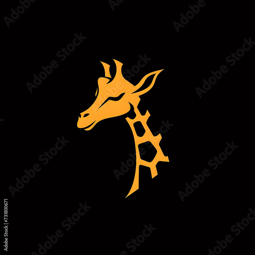 Flat logo of Vector giraffe illustration vector  on black background 