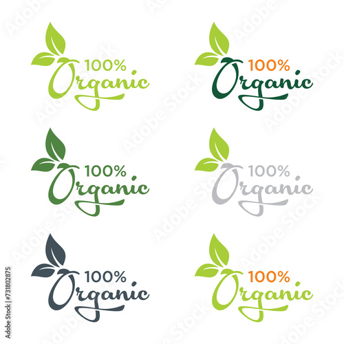 Green Healthy 100 percent Organic product food Natural Eco Bio Food Products Label 