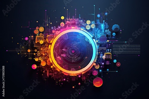 Technology and science background, neon futuristic colors