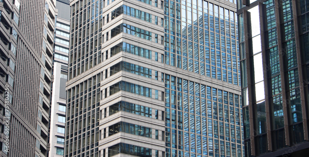 Fototapeta premium Modern architecture in the city, office buildings glass facade