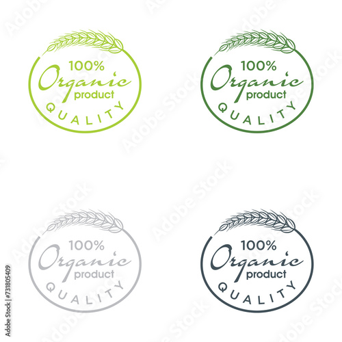Green Healthy 100 percent Organic food  Natural Eco Bio Food Products Label 
