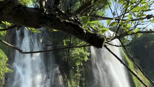 The nature beauty of the cikaso waterfall river in the middle of a magical forest Sukabumi, Indonesia photo