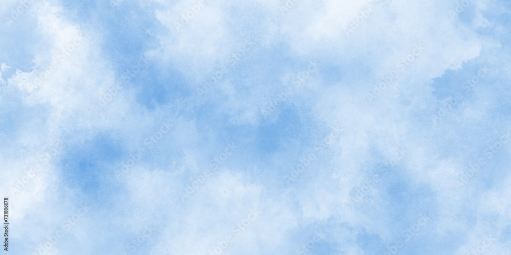 Light blue background with watercolor, Abstract blue sky with clouds, Bright painted sky blue watercolor background, Soft cloud in the sky background blue tone for wallpaper, graphics design.