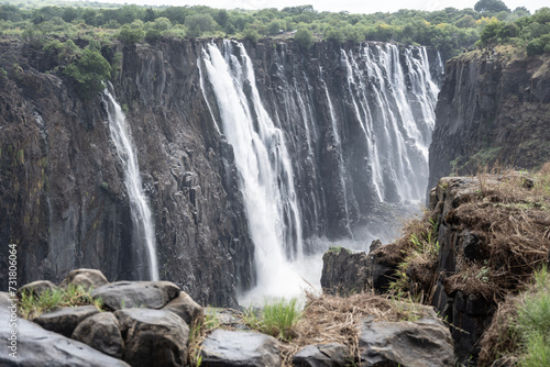 beautiful landscape with Victoria Falls against the sky in Zimbabwe © константин константи