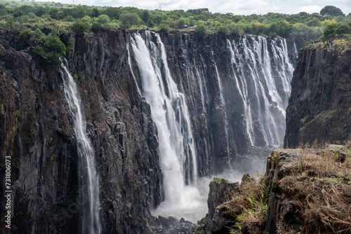 beautiful landscape with Victoria Falls against the sky in Zimbabwe