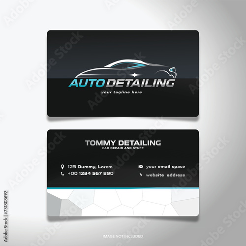 car detailing logo with business card