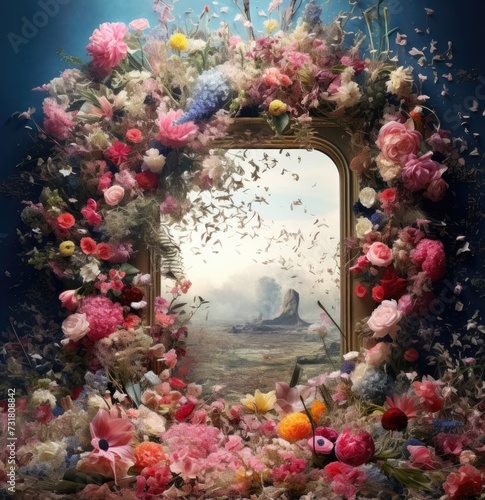 Floral Frame Delight: Collection of Floral Decorated Big Frame Digital Backdrops for Photography