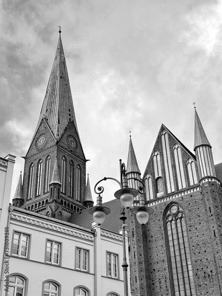 Fototapeta premium Historical buildings in old town Schwerin, Germany