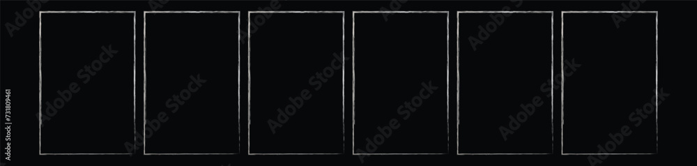 Obraz premium Grunge square and rectangle frames. Ink empty black boxes set. Rectangle borders collections. Rubber square stamp imprint. Vector illustration isolated on white background. eps 10 