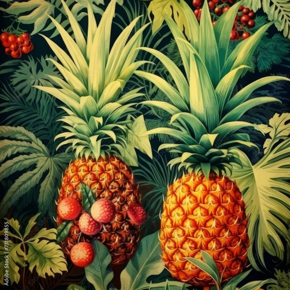 Tropical Themed Leaves And Floral Patterns, Art Deco Tropical Themed Leaves And Floral Patterns, Art Deco