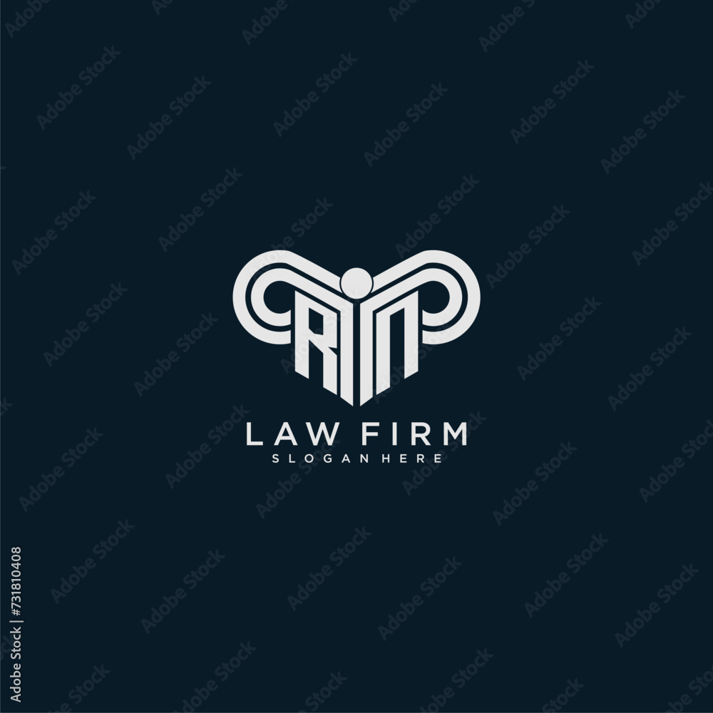 RN initial monogram logo lawfirm with pillar design RN initial monogram logo lawfirm with pillar design