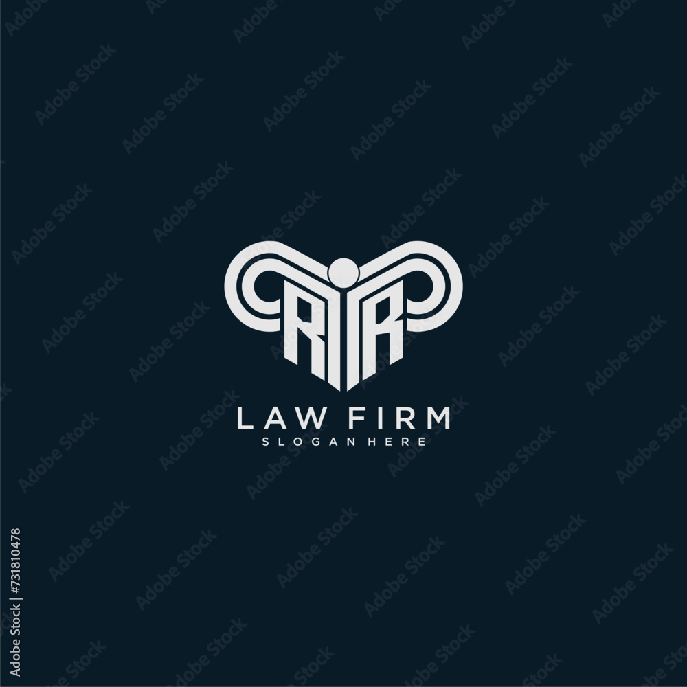RR initial monogram logo lawfirm with pillar design