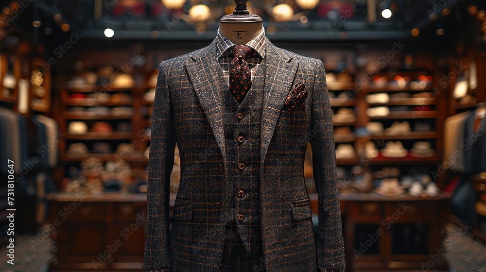 Luxury suit on atelier mannequin shop display