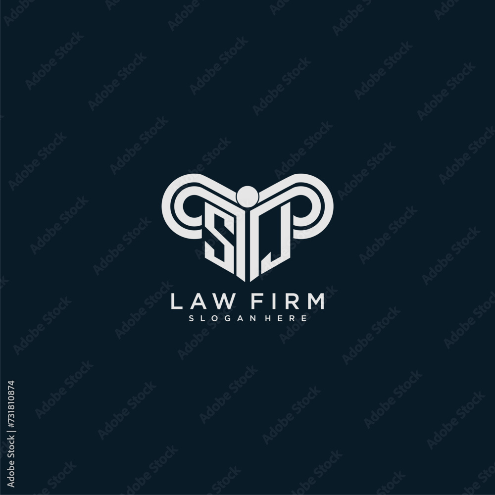 SJ initial monogram logo lawfirm with pillar design SJ initial monogram logo lawfirm with pillar design