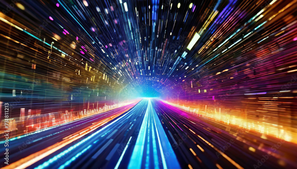 Light speed, hyperspace, space warp background. colorful streaks of light gathering towards the event horizon. Light speed, hyperspace, space warp background. colorful streaks of light gathering towards the event horizon.